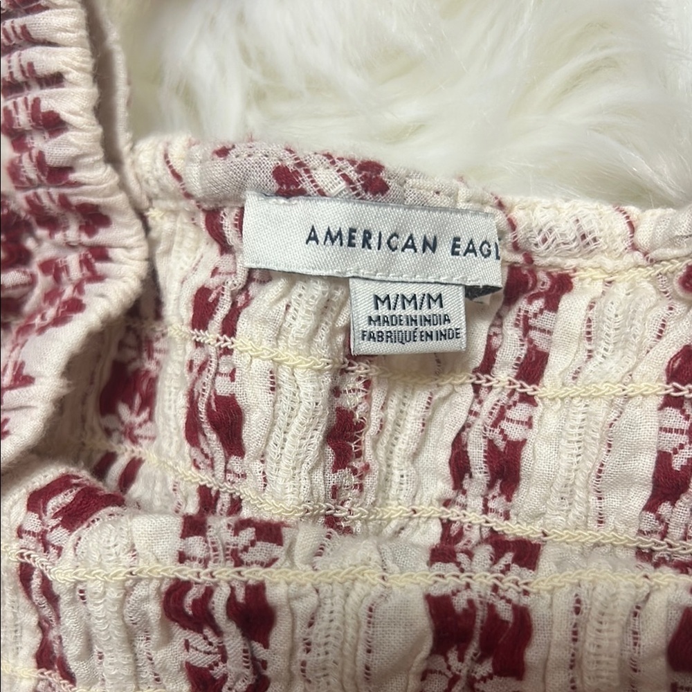 Floral Beige and Red Women's Top D3 - Picture 3 of 4